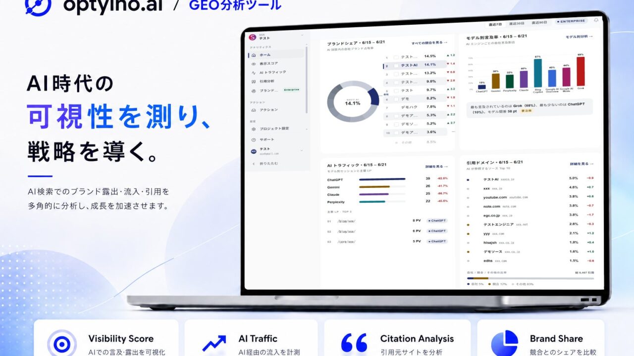 AI検索での自社認知度を可視化する分析ツール「Optyino.ai」提供開始