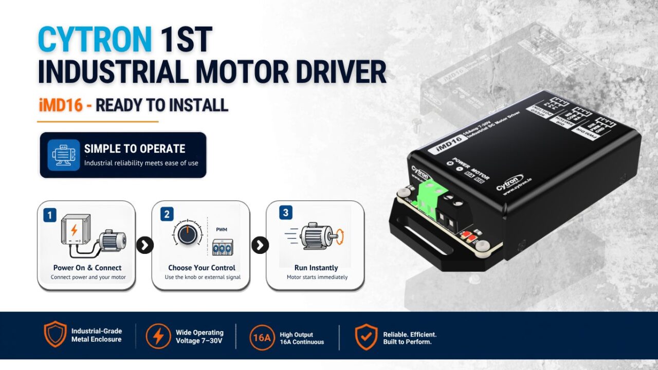 産業用DCモータードライバ「iMD16」発売。金属筐体で保護、ファンレス16A駆動