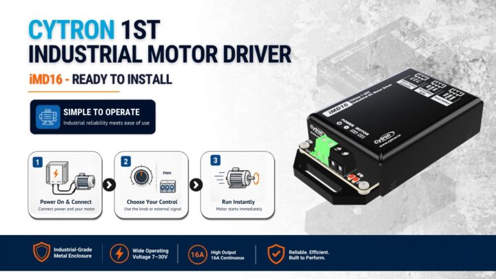 産業用DCモータードライバ「iMD16」発売。金属筐体で保護、ファンレス16A駆動