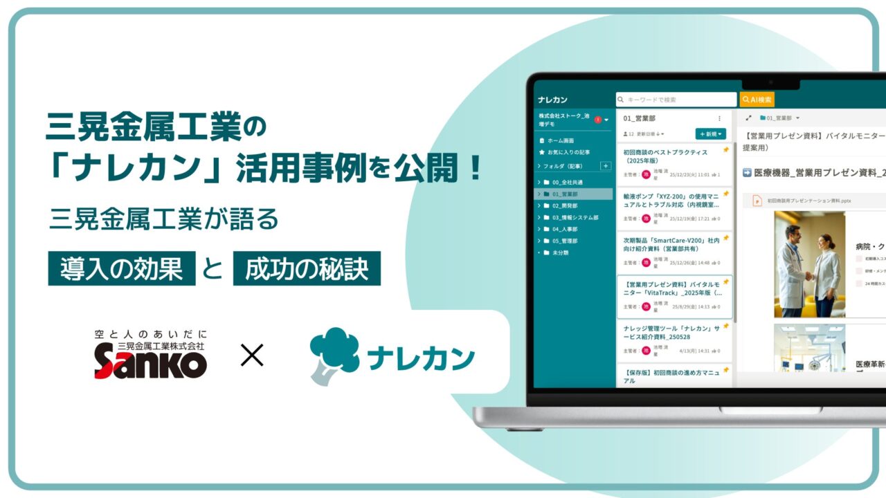 三晃金属工業のナレッジ管理ツール導入事例が公開。属人化解消と組織風土改革へ