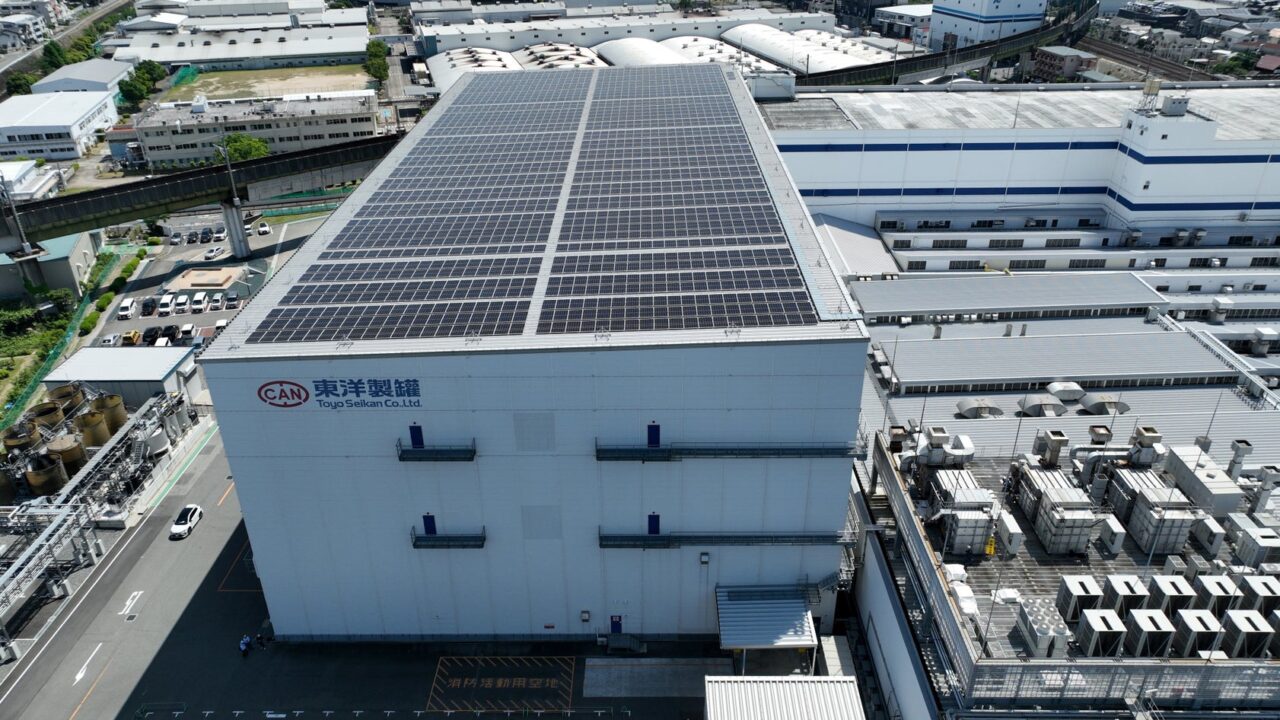東洋製罐の茨木工場で太陽光PPA開始。初期投資なしで再エネ導入、蓄電池も併設