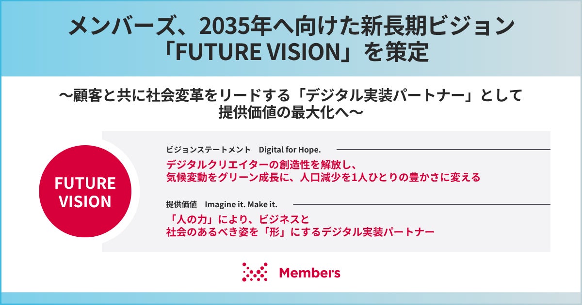 メンバーズが2035年新ビジョン策定。製造業DXの現場支援や生産性向上を強化
