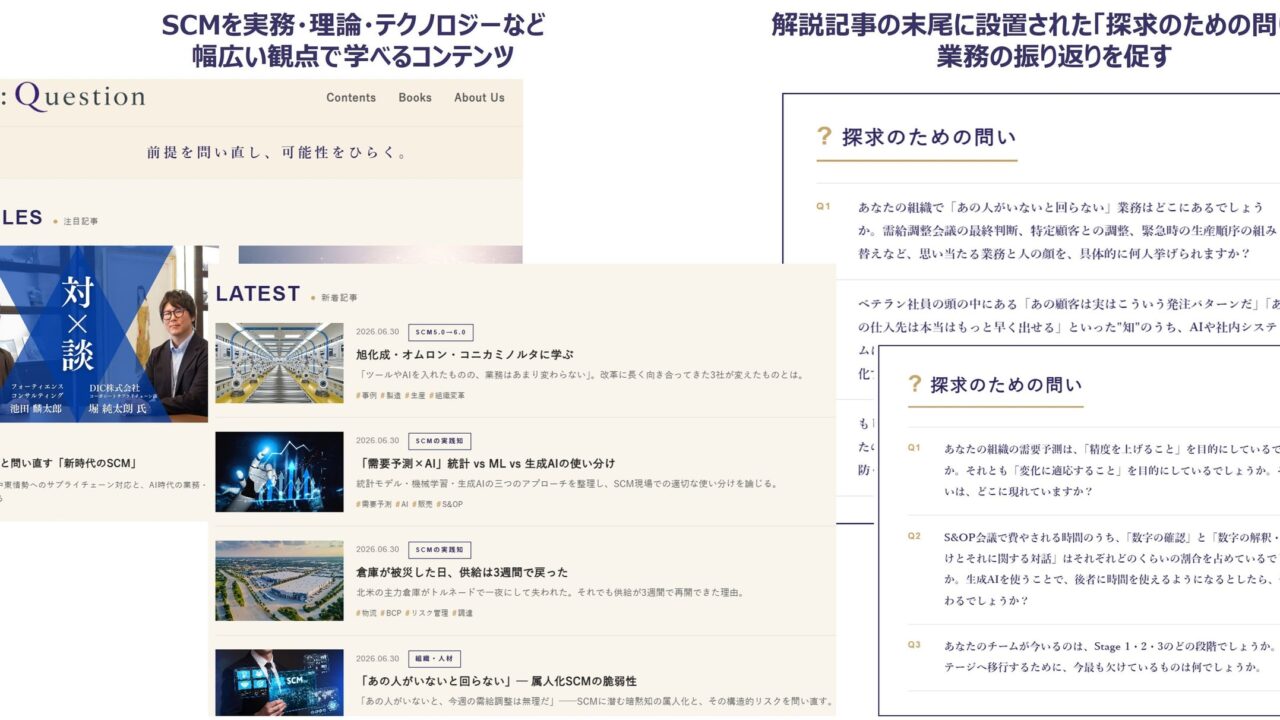 SCMの前提を問い直すメディア「re:Question」開設。製造業の課題解決を支援
