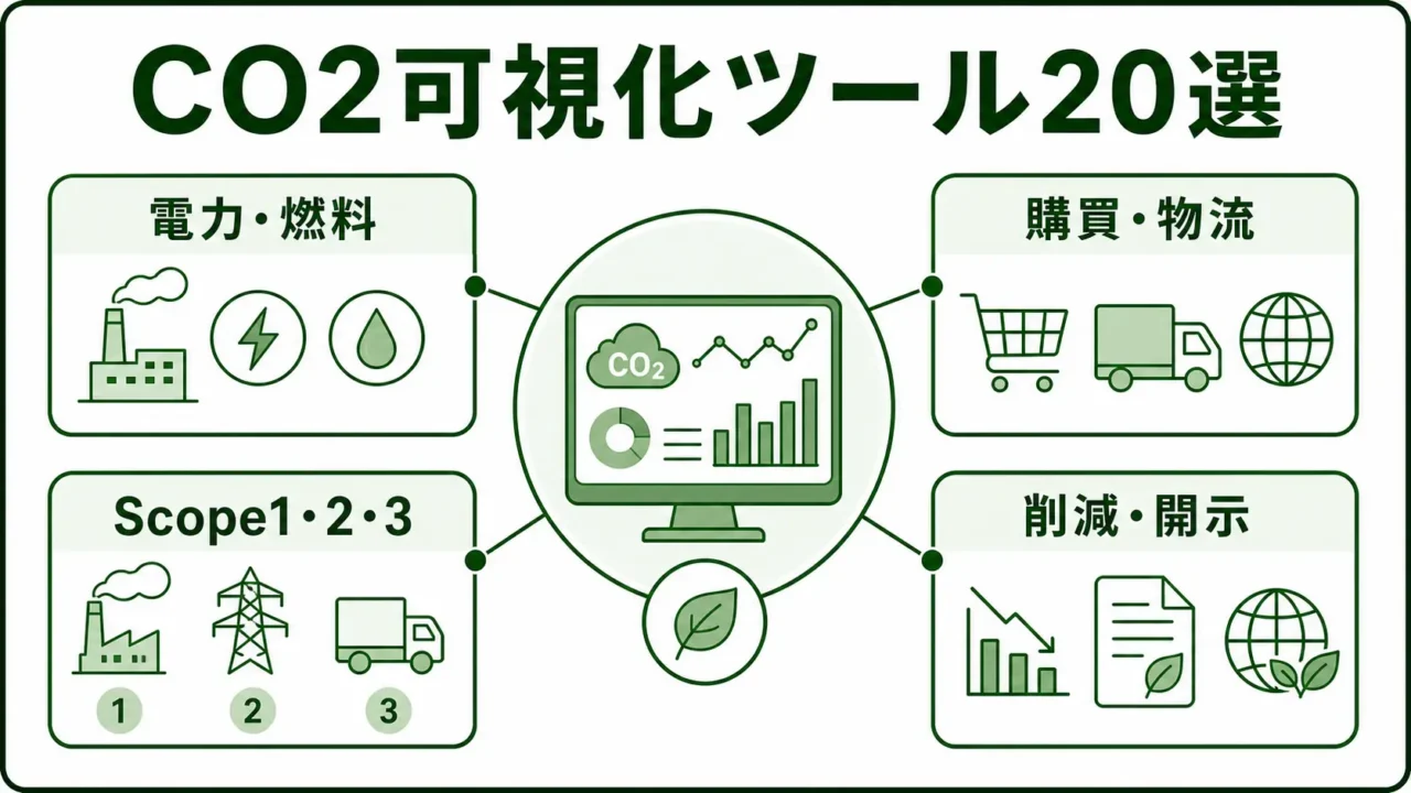 製造業向けCO2可視化ツール20選｜Scope1/2/3・サプライチェーン排出量の選び方のアイキャッチ画像