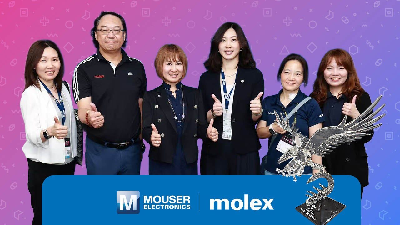 マウザー、Molex社のAPAC最優秀eカタログ代理店賞を8年連続受賞