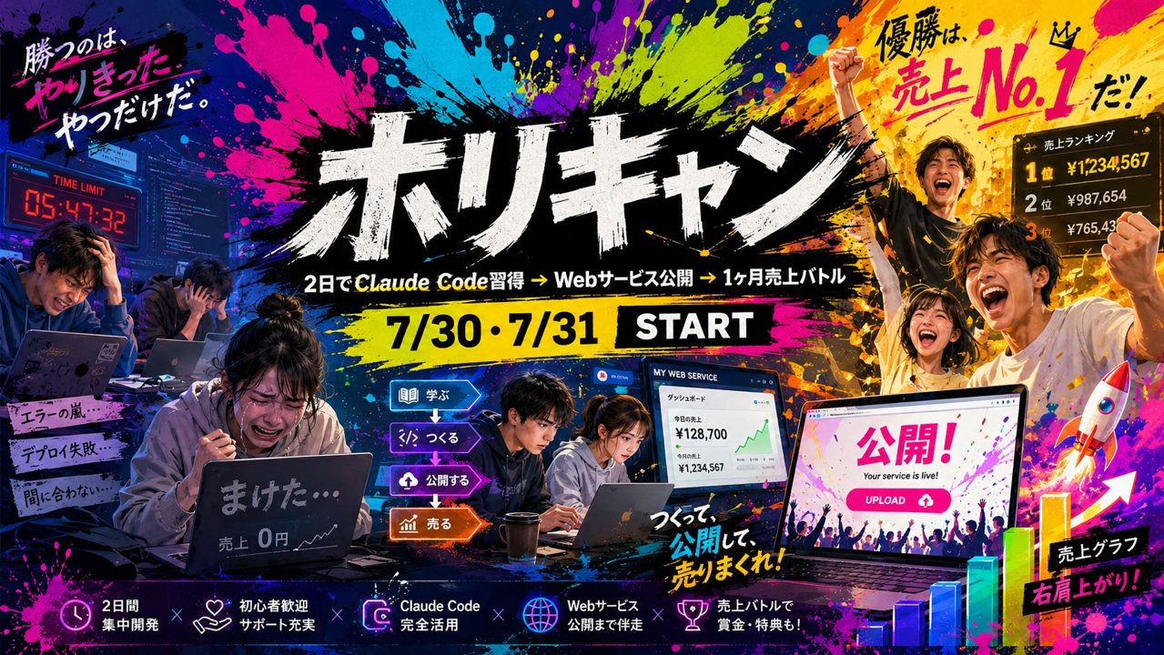 Claude CodeでWeb開発を学ぶ2日間集中キャンプ「ホリキャン」開催