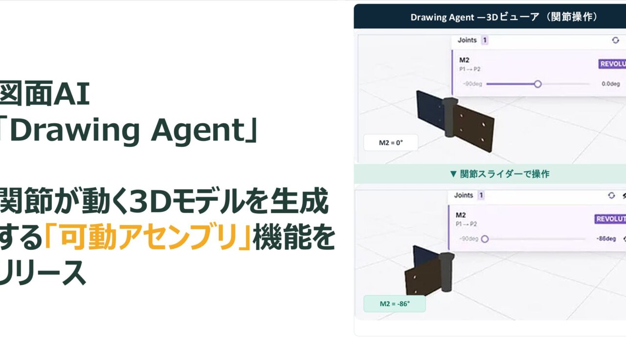 図面AI「Drawing Agent」に関節が動く3Dモデル生成機能が追加