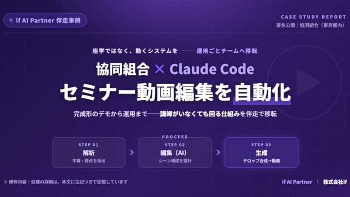 未経験者でも1コマンドで動画編集、ifがClaude Code活用の伴走研修事例を公開