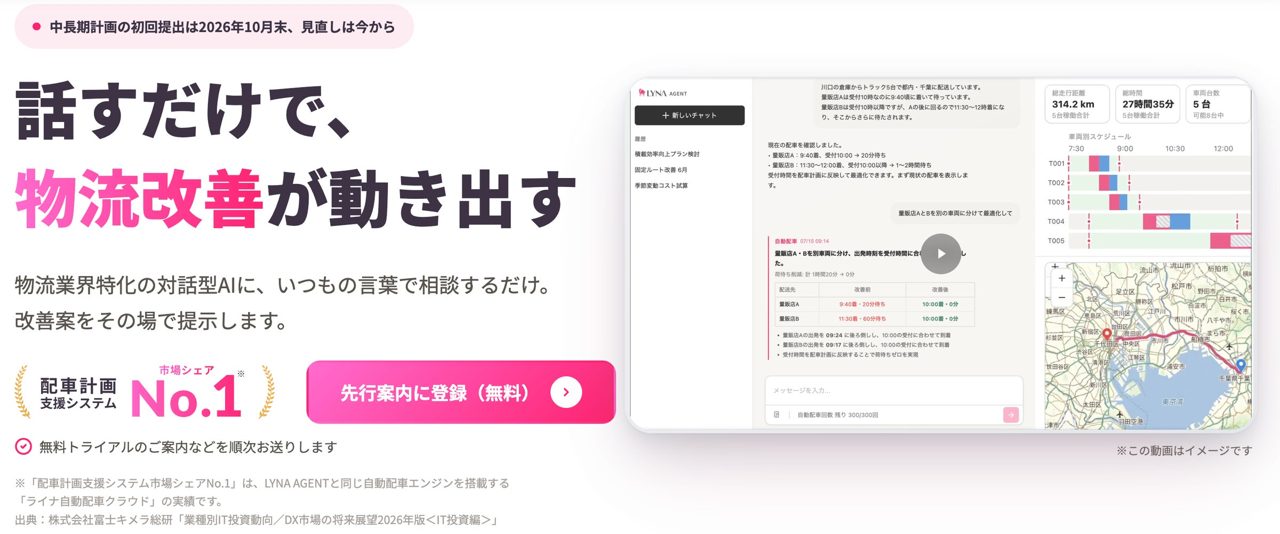 ライナロジクス、物流特化型生成AI「LYNA AGENT」の先行案内を開始