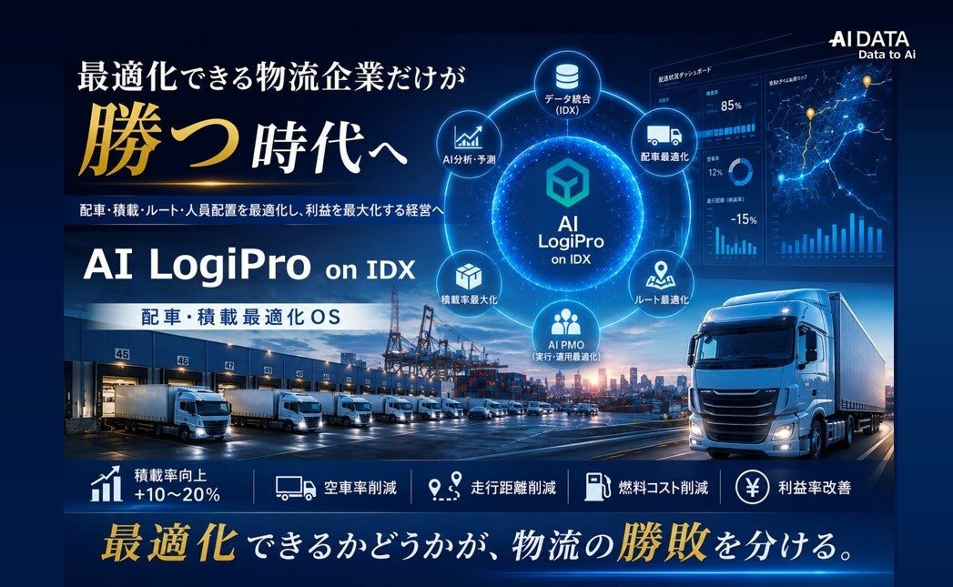 AIデータ、物流の全体最適化を支援する「AI LogiPro on IDX」提供開始