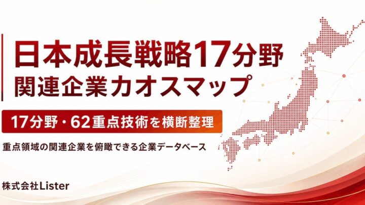 日本成長戦略の関連企業マップ公開。製造業DXやマテリアルなど17分野を網羅