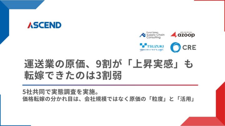 運送原価の上昇を実感する企業は9割、価格転嫁の成否は「原価の分析・活用」が鍵に