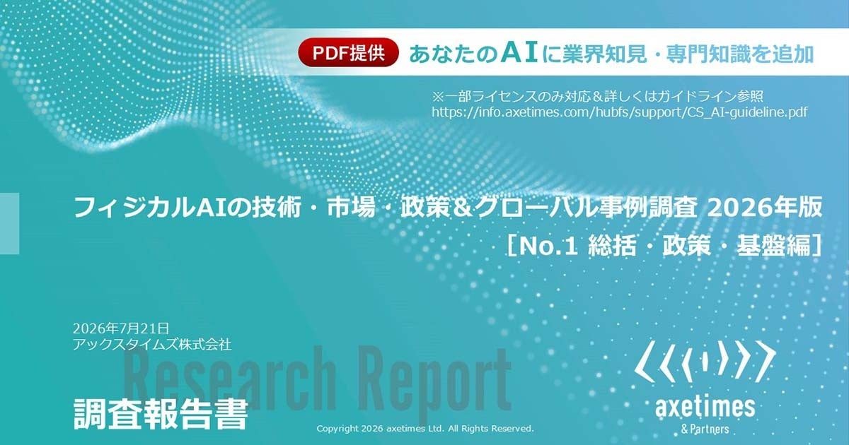 フィジカルAI市場、2040年に189兆円規模へ。アックスタイムズが調査報告書を公開