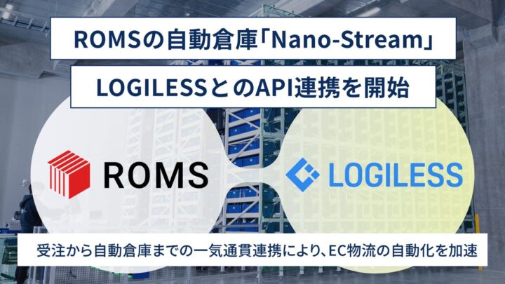 ROMSの自動倉庫、EC自動出荷システム「LOGILESS」と初のAPI連携を開始