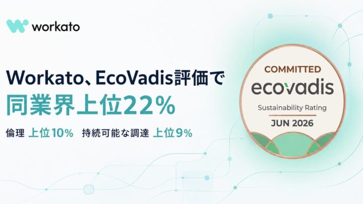 WorkatoがEcoVadis評価で上位22％に。持続可能な調達は上位9％