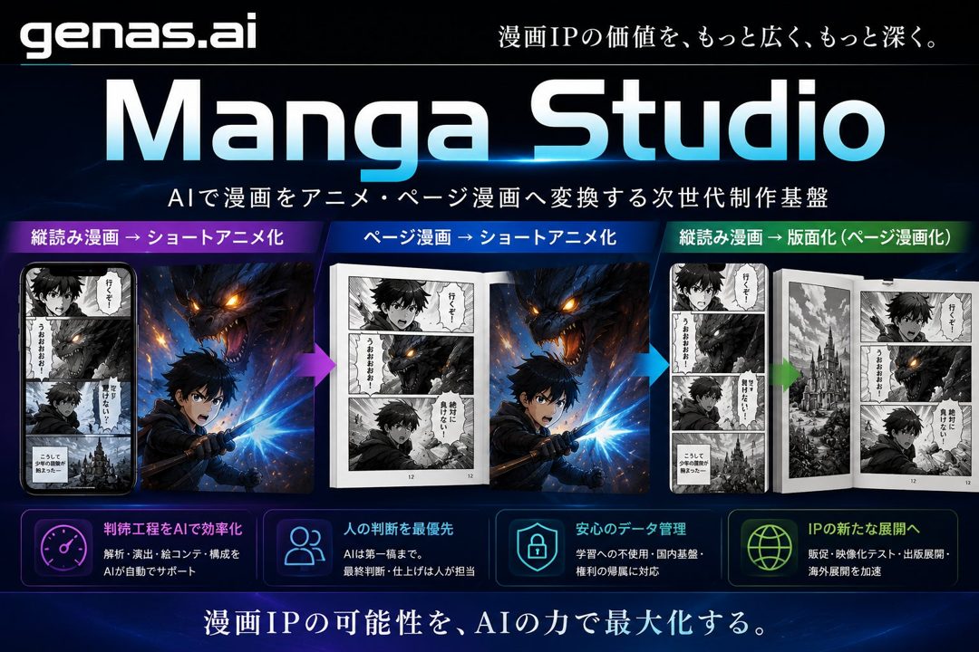 ニュウジア、漫画IPをアニメや単行本用に自動変換するAIツール提供開始