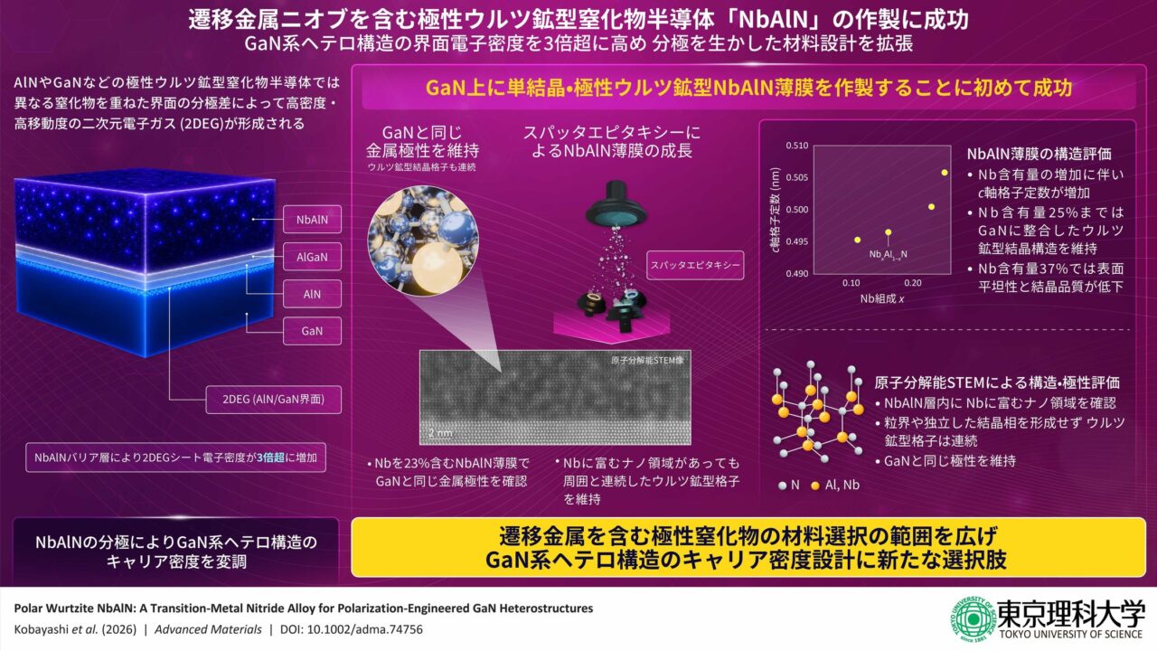 東京理科大ら、新半導体「NbAlN」作製に成功 GaNデバイスの電子密度3倍超へ