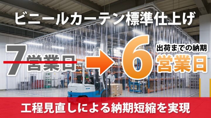 ラクスル ビニプロがビニールカーテンの標準納期を6営業日に短縮、追加料金なし