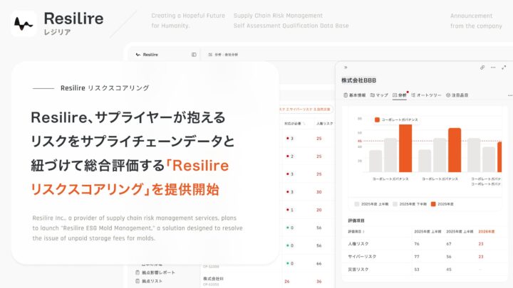 Resilireがサプライヤーのリスクを総合評価する新機能を提供開始