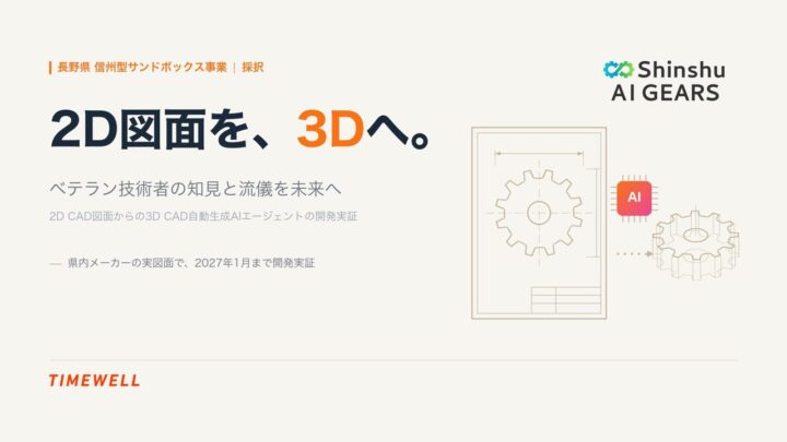 TIMEWELL、2D図面から3D CADを自動生成するAI実証をオリオン機械と開始