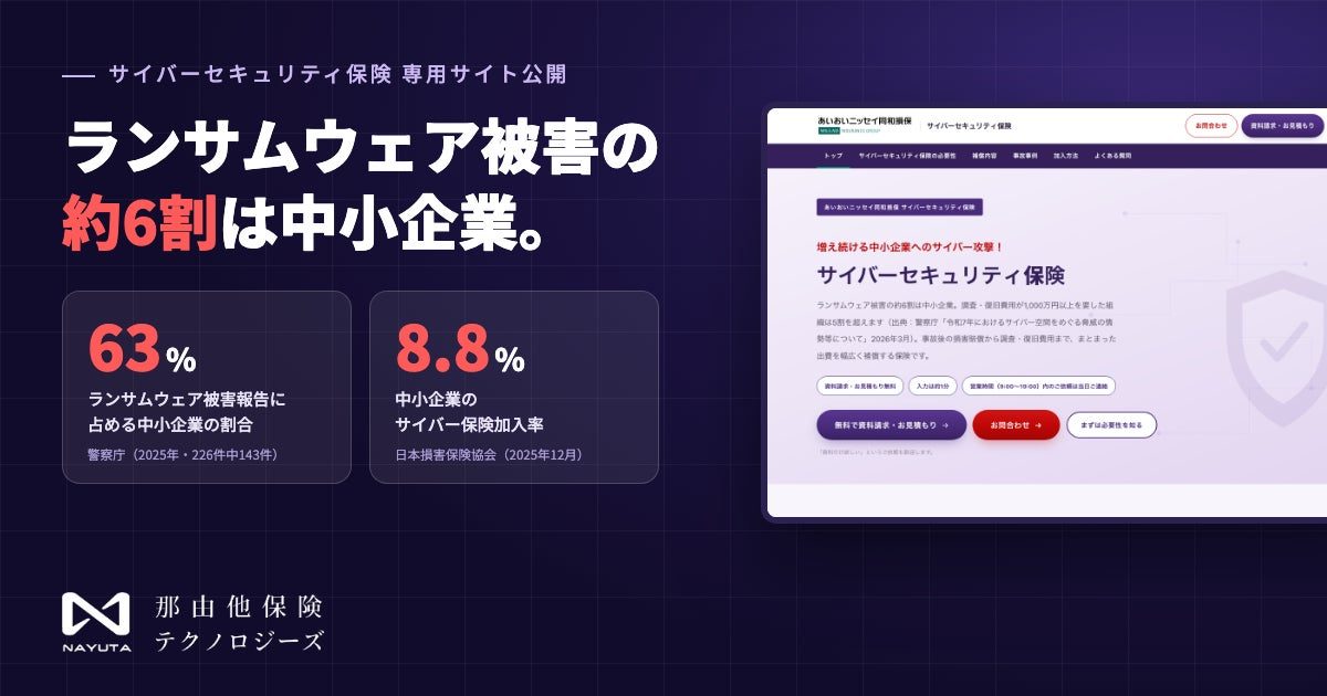 中小製造業のサイバーリスクに対応する保険専用サイトが公開。工場停止や取引先被害を解説
